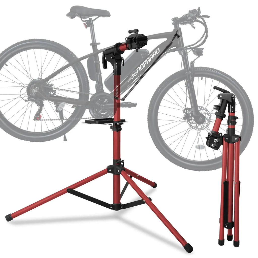 NOPAARD Heavy Duty Ebike Repair Stand Max 110 lbs Portable Aluminum Bicycle Stand Manintenance Workstand Made For Any Bike Heavy E-bike Mountain Bike Road Bike Folding Bike etc Red