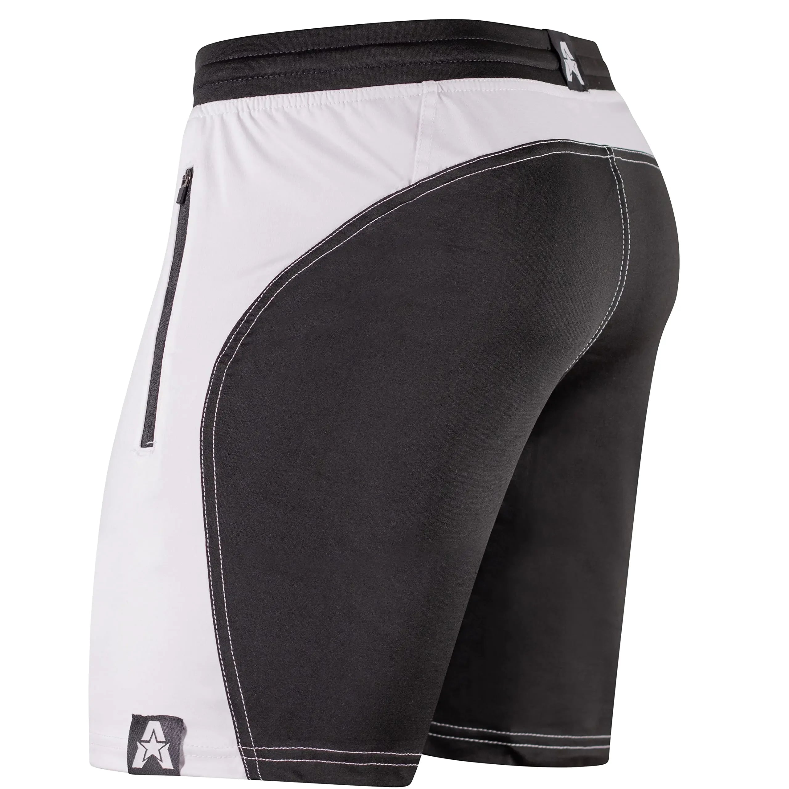 Anthem Athletics Dominance 7 Inch Mens Gym Shorts - Zipper Pocket Short for Bodybuilding Lifting Workout & Running - White & Black - Small