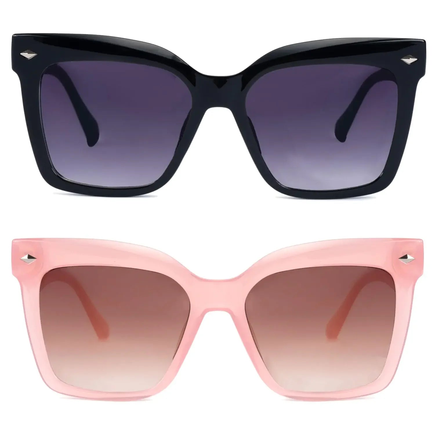 HGIOOIGH 2pack Bifocal Sunglasses UV400 Protection Oversized Square Reading sunglasses +2.0