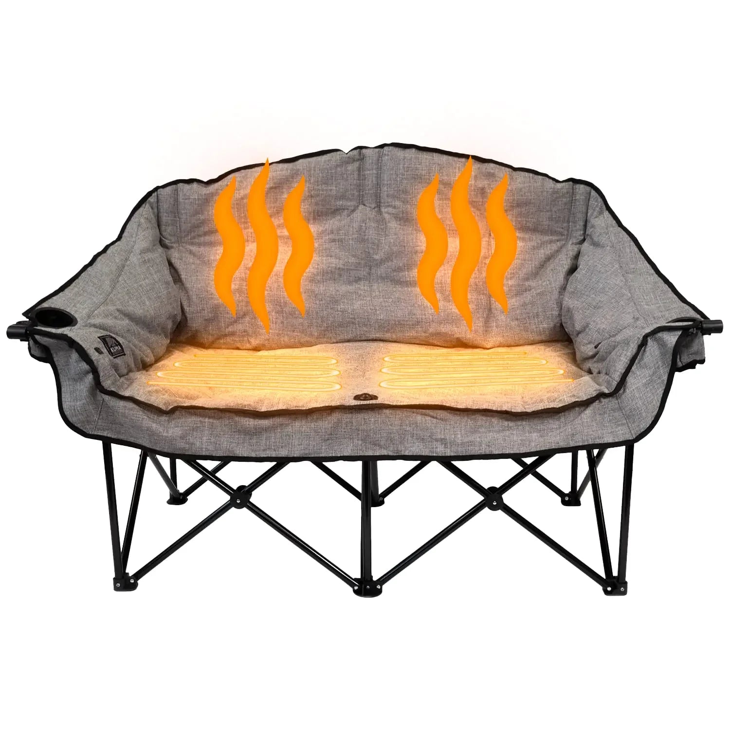 Kuma Outdoor Gear Bear Buddy/Double Chair with Carry Bag Ultimate Portable Luxury Outdoor Heated Camping Loveseat for Glamping Sports & Outdoor Adventures (Heather Grey)