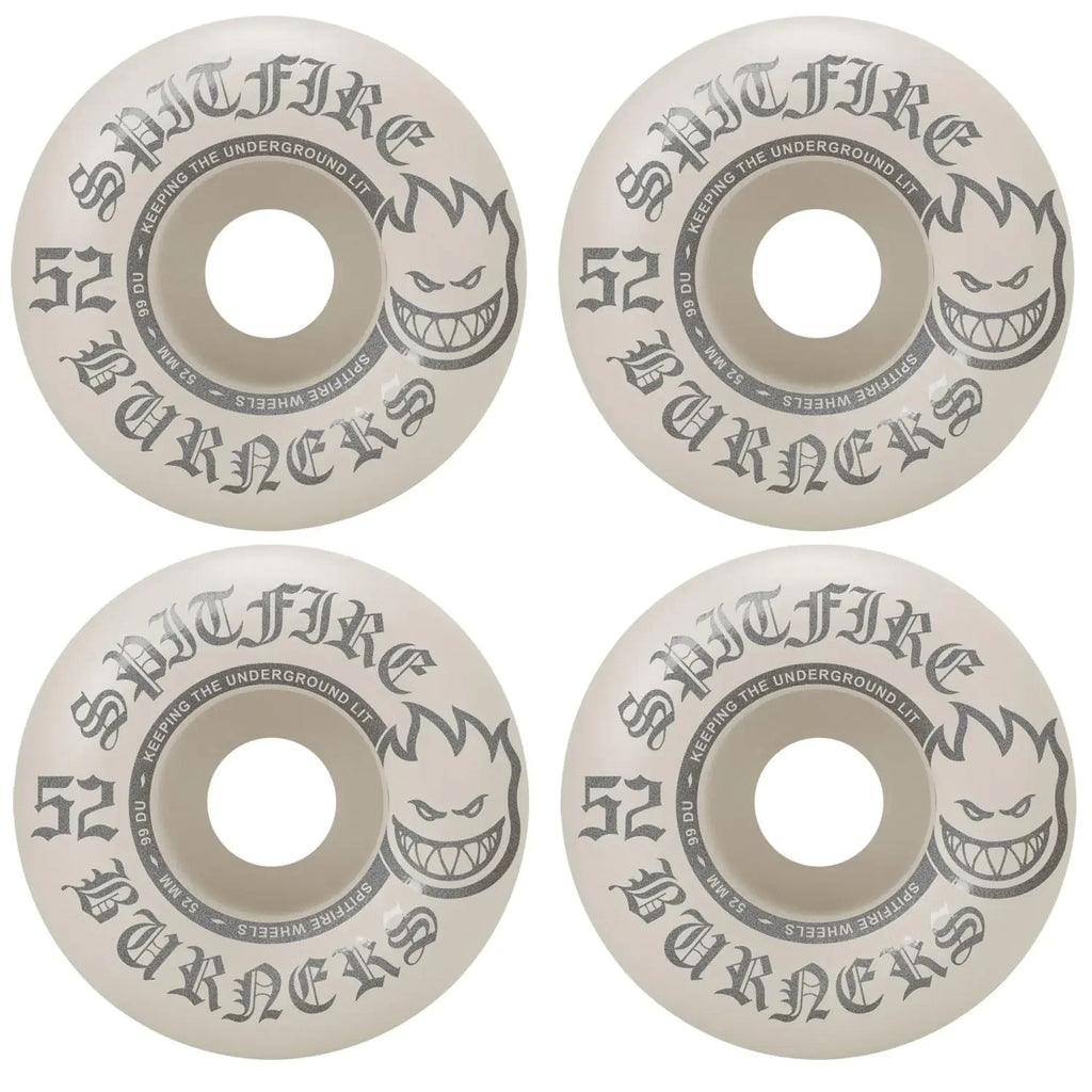 Spitfire Skateboard Wheels Burners 52mm 99A White/Silver