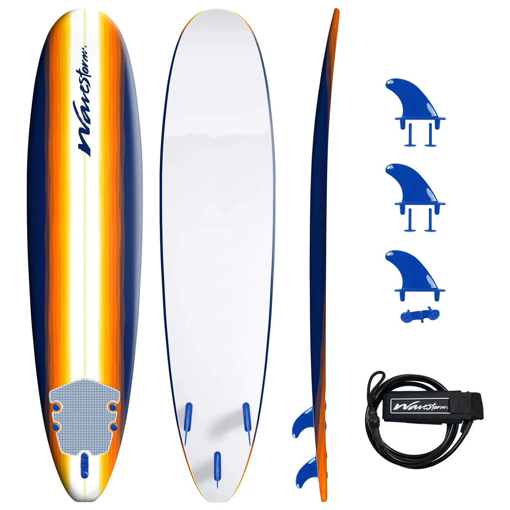 Wavestorm 8ft Classic Longboard Surfboard (Org Burst)