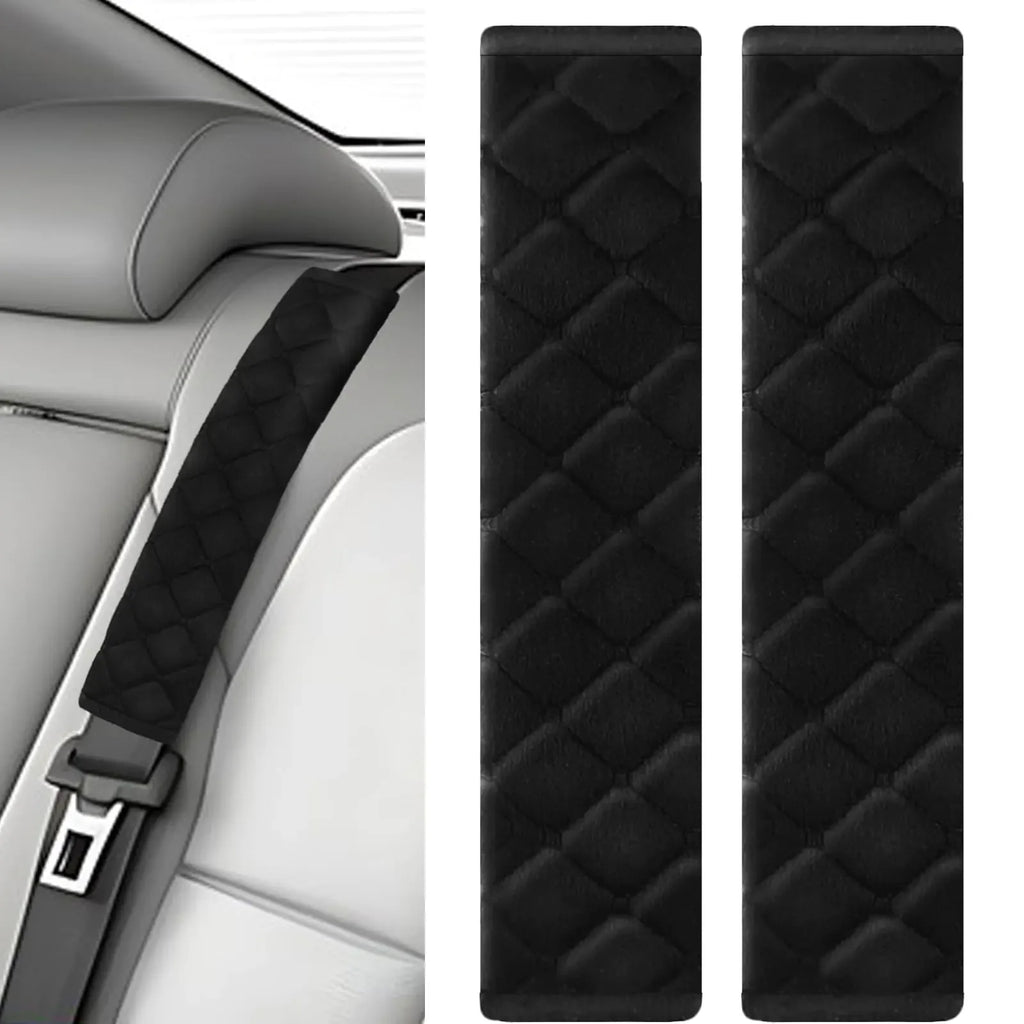 2Pcs Car Seat Belt Padding10.6In (27cm) Car Seat Belt Shoulder Strap Cover Car Accessories InteriorSoft Shoulder Strap Covers Seat Belt Protector Make Neck and Shoulders More Comfortable(Black)