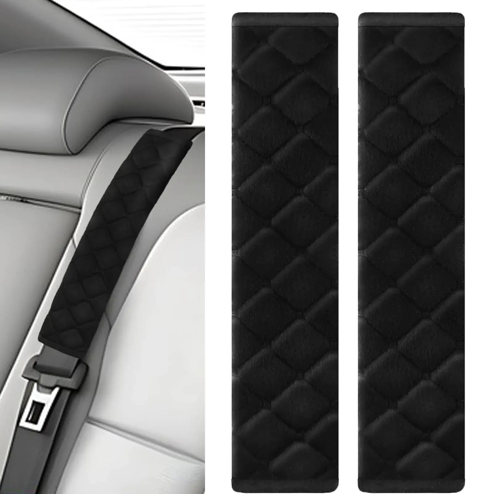 2Pcs Car Seat Belt Padding10.6In (27cm) Car Seat Belt Shoulder Strap Cover Car Accessories InteriorSoft Shoulder Strap Covers Seat Belt Protector Make Neck and Shoulders More Comfortable(Black)
