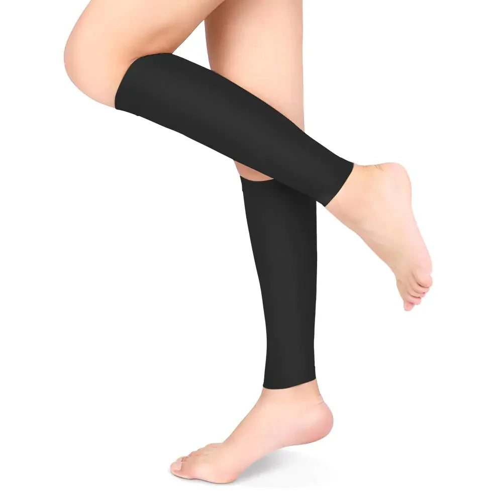 Compression Socks 20-30mmHg Calf Compression Sleeves Footless Compressed Socks for Varicose Veins Shin Splints Edema Recovery Maternity Cycling Running Travel Women & Men(XL-Black)