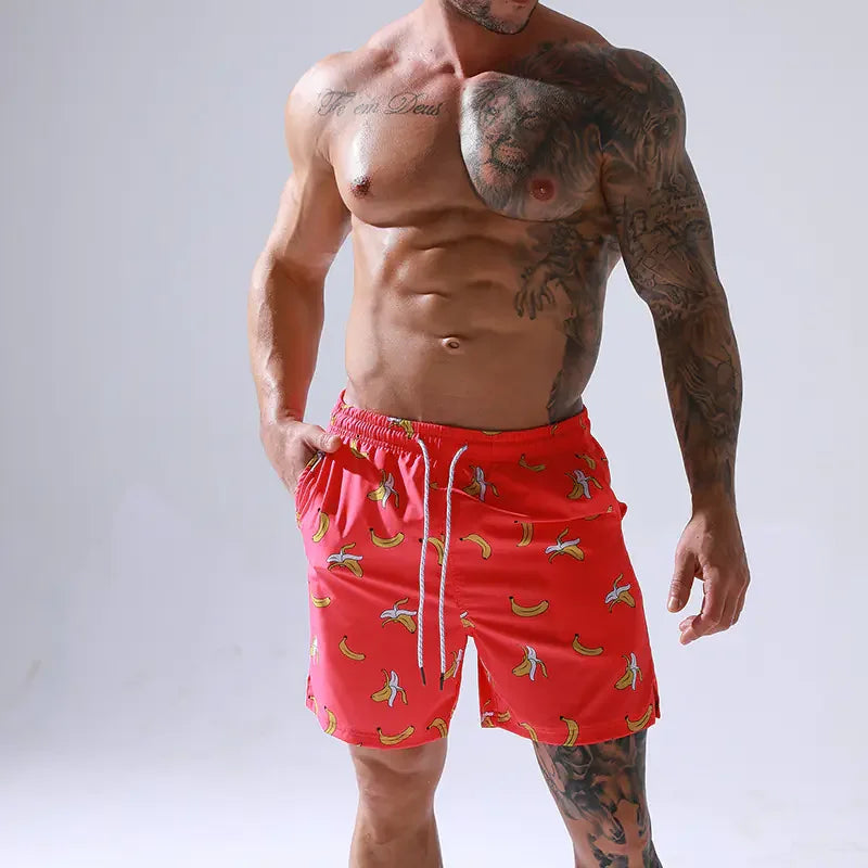 Printed Five-Point Swimming Trunks for Surfing