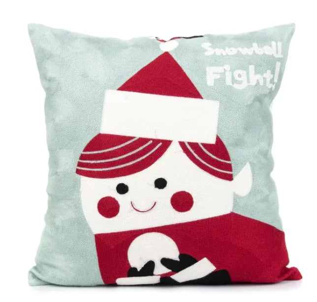 Embroidered Christmas Pillow Cover