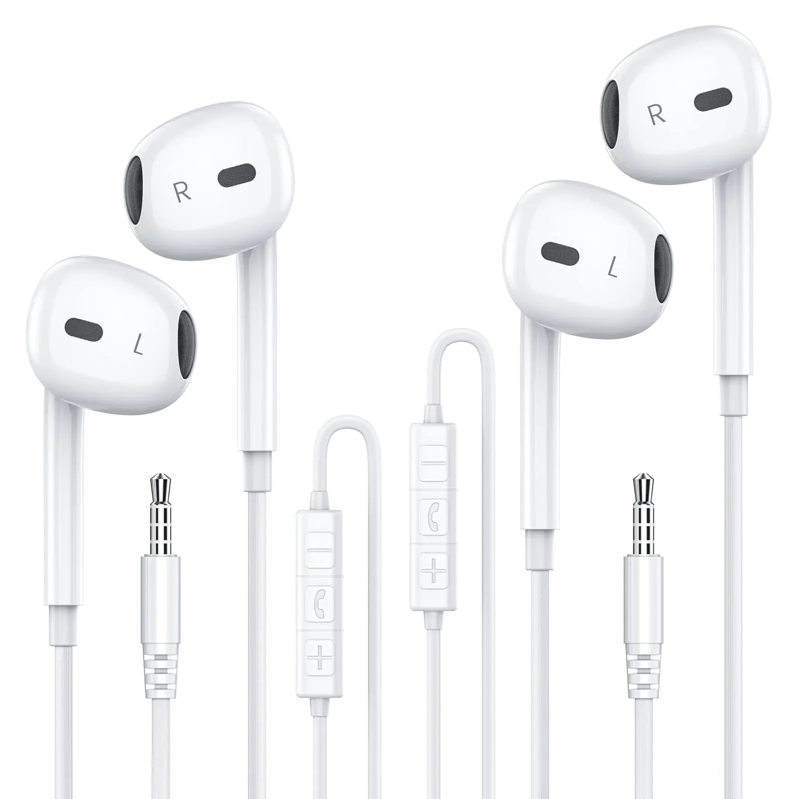 MOSWAG in Ear Headphones Half in Ear Headphones with Mic Built in Volume Control Suitable for IPad Android MP3 Samsung Most 3.5mm Audio Devices