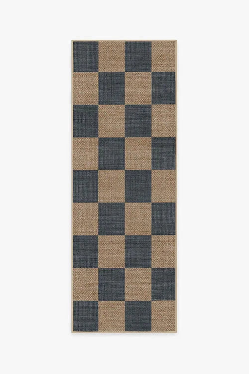 Checkerboard Soft Navy Re-Jute Rug