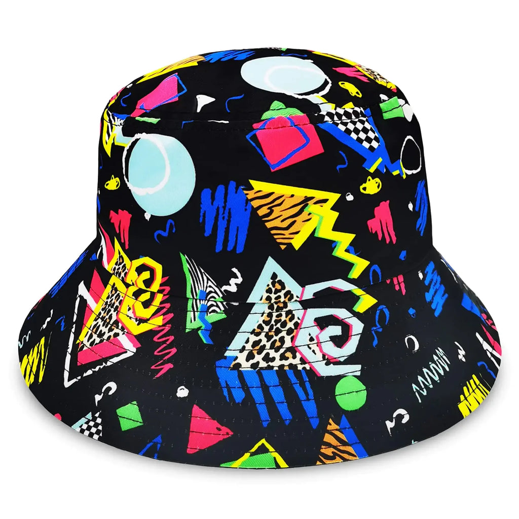 Retro 80s 90s Bucket Hat Accessories Women Men Black Hip Hop Cap Party Outfits