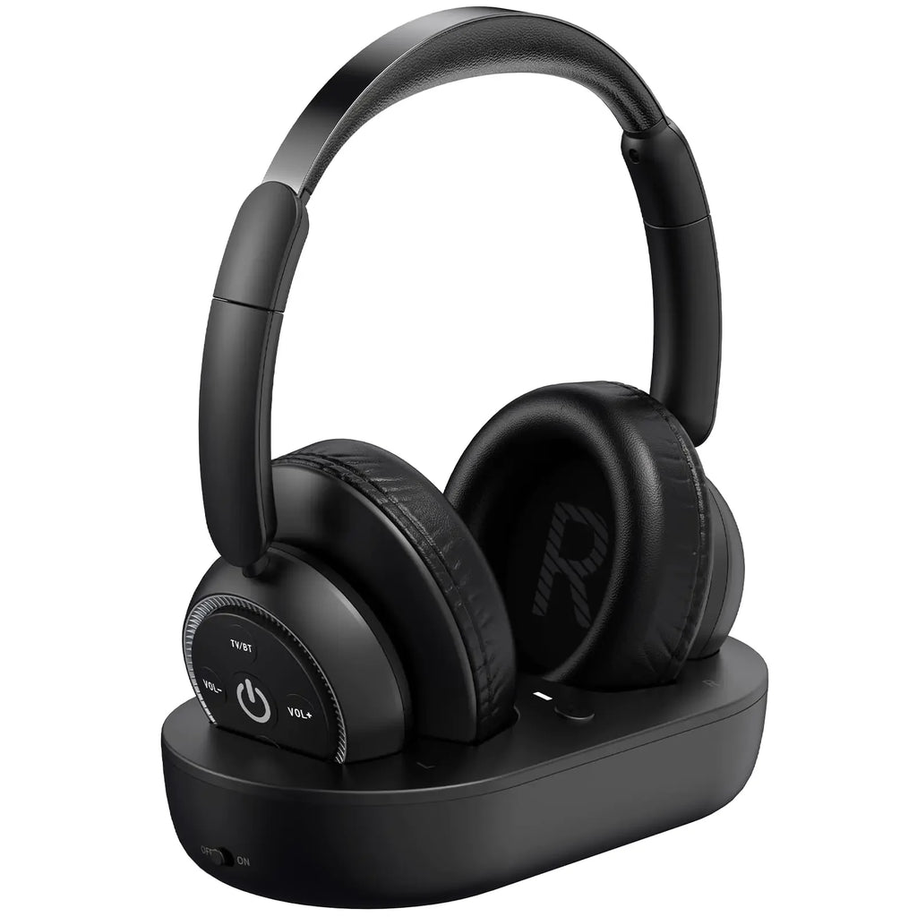 ROSIDA Wireless Headphones for TV Watching TV Headphones Wireless for Seniors with TV Transmitter Charging Base Bluetooth Headphones for TV No Audio Delay Gift for The Seniors or Parents Black