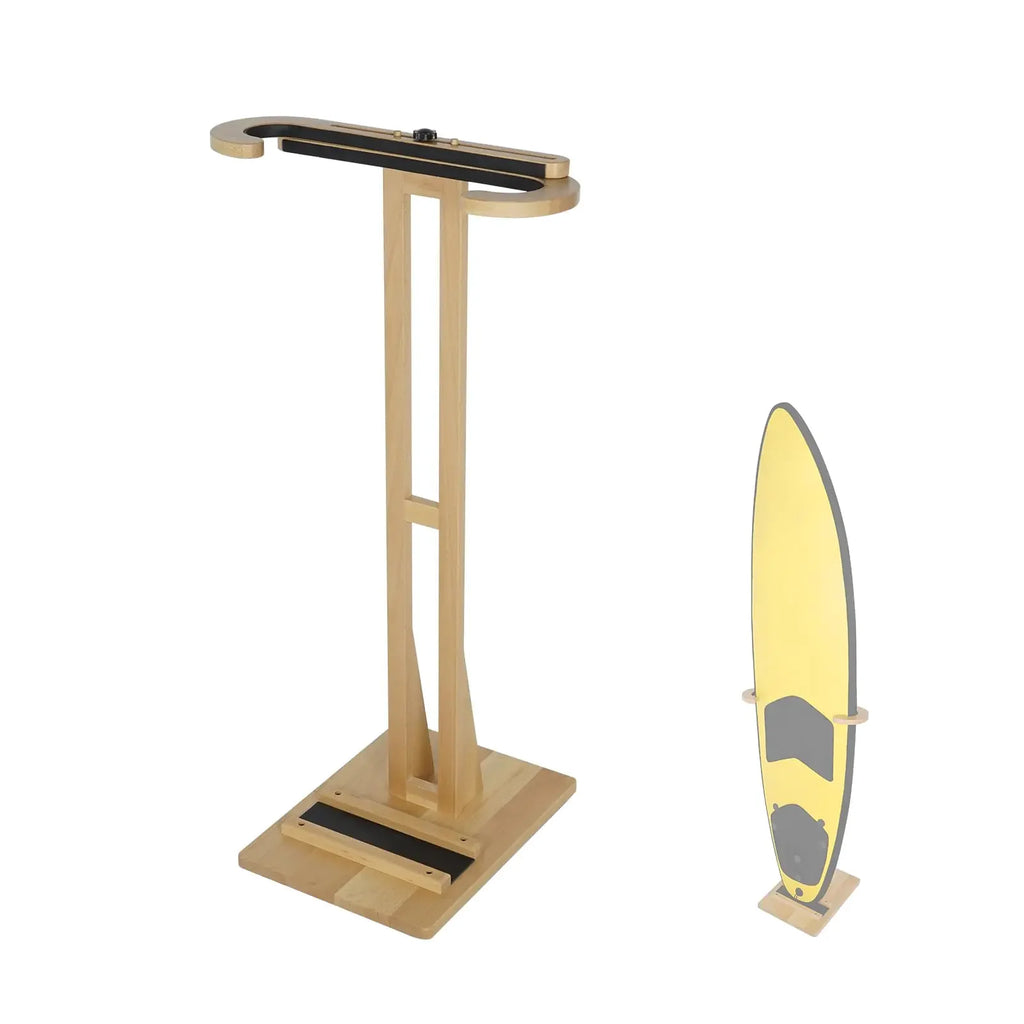 HIKULA Surfboard Stand Racks Indoor Display Stand Shortboard and Longboard Organizer Floor-Standing Design Storage & Display for Surfboard and Skimboard Polished Beach Wooden