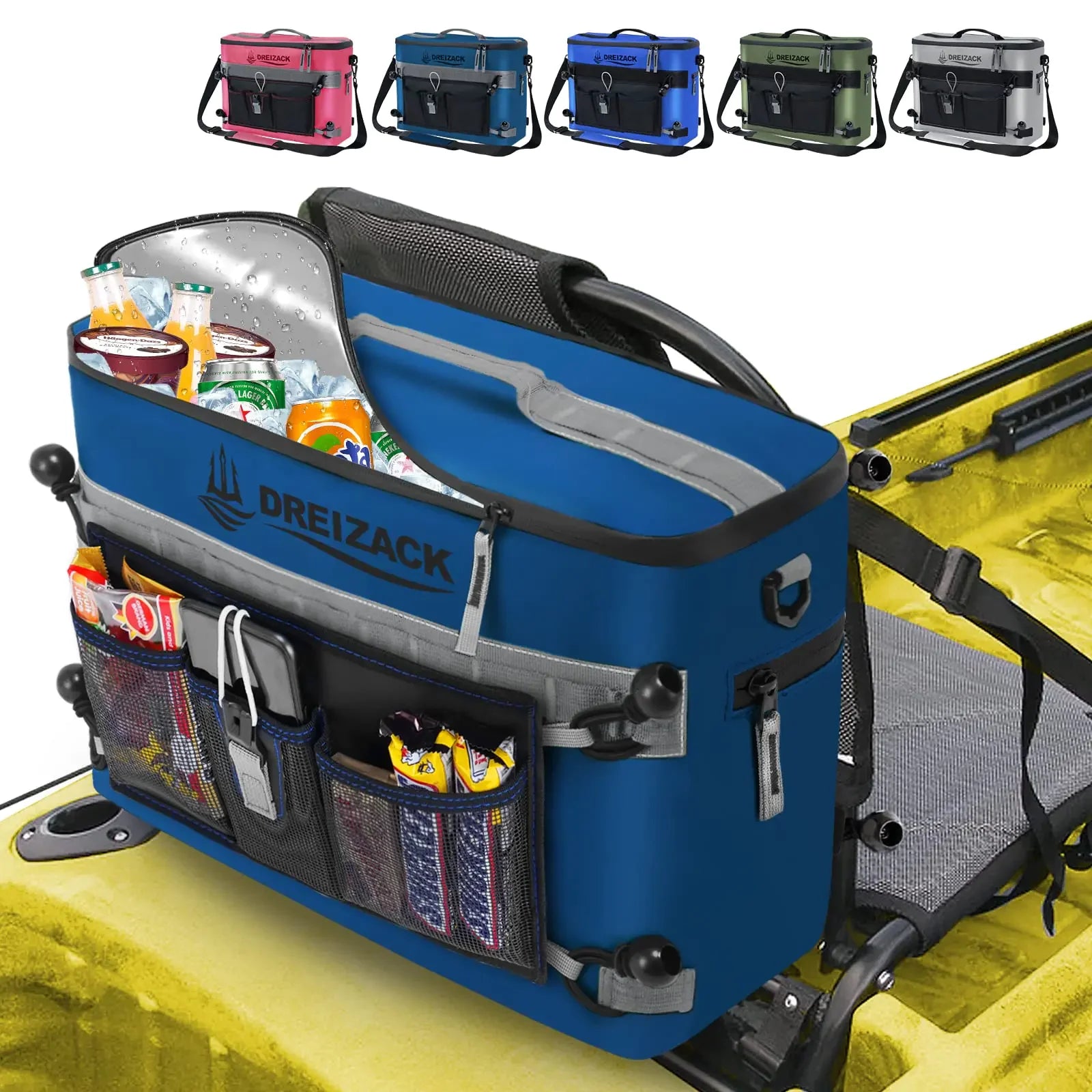 Dreizack Kayak Cooler Kayak Cooler Behind Seat for Kayak with Lawn Chair Style Seat Cooler Bag Behind Seat Splash Seat Ice Chest Cooler Kayak Accessories for Kayaking Camping Travel Beaches