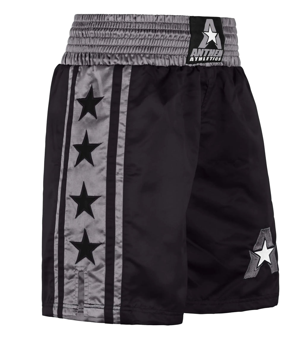 Anthem Athletics Classic Boxing Shorts Men Boxing Shorts Women - Machine Washable Boxing Trunks Boxer Shorts Costume Muay Thai Shorts - Black & Grey - X-Large