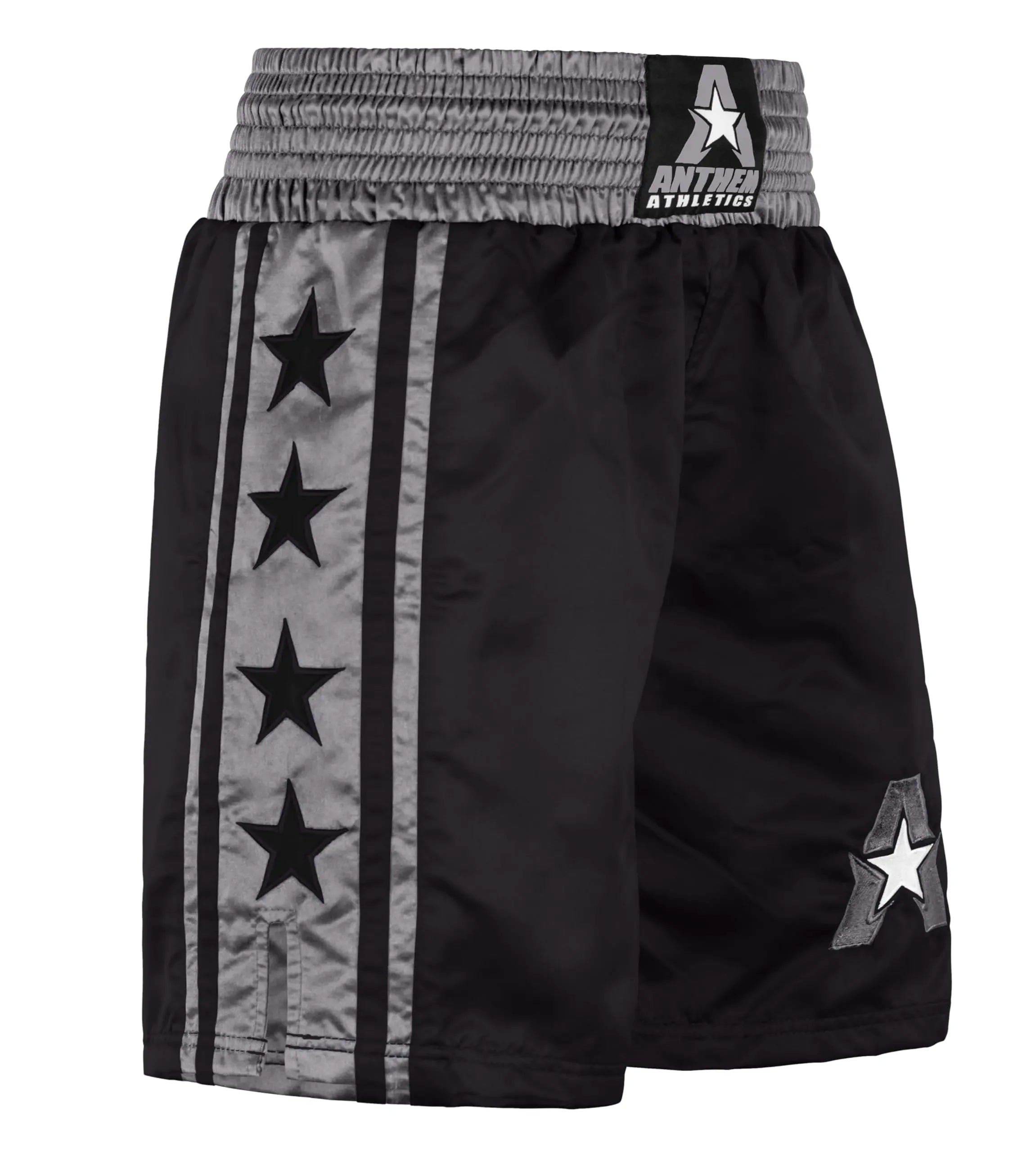 Anthem Athletics Classic Boxing Shorts Men Boxing Shorts Women - Machine Washable Boxing Trunks Boxer Shorts Costume Muay Thai Shorts - Black & Grey - X-Large